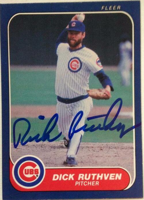 Dick Ruthven Signed 1986 Fleer Baseball Card - Chicago Cubs - PastPros
