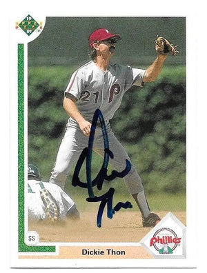 Dickie Thon Signed 1991 Upper Deck Baseball Card - Philadelphia Phillies