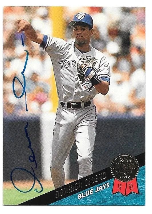 Domingo Cedeno Signed 1993 Leaf Baseball Card - Toronto Blue Jays