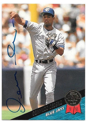 Domingo Cedeno Signed 1993 Leaf Baseball Card - Toronto Blue Jays - PastPros