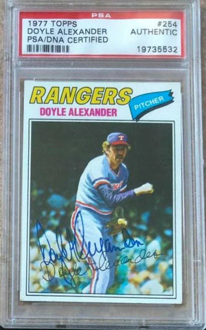 Doyle Alexander Signed 1977 Topps Baseball Card - Texas Rangers - PSA/DNA