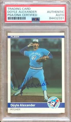 Doyle Alexander Signed 1984 Fleer Baseball Card - Toronto Blue Jays - PSA/DNA Authentication