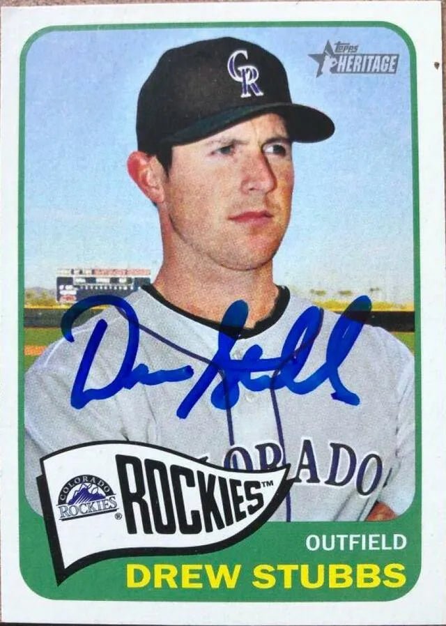 Drew Stubbs Signed 2014 Topps Heritage Baseball Card - Colorado Rockies