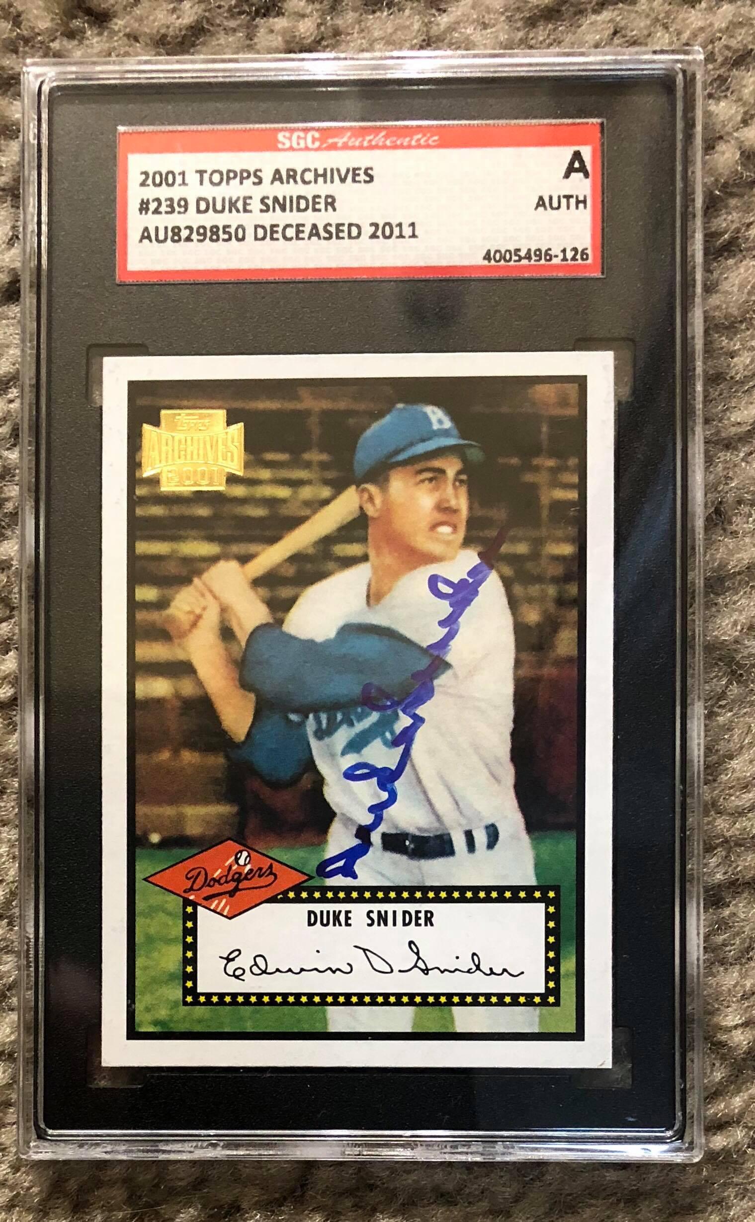 Duke Snider Signed 2001 Topps Archives Baseball Card - Brooklyn Dodgers - SGC Certified - PastPros