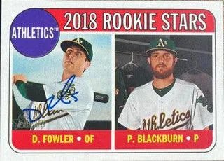 Dustin Fowler Signed 2018 Topps Heritage Baseball Card - Oakland A's