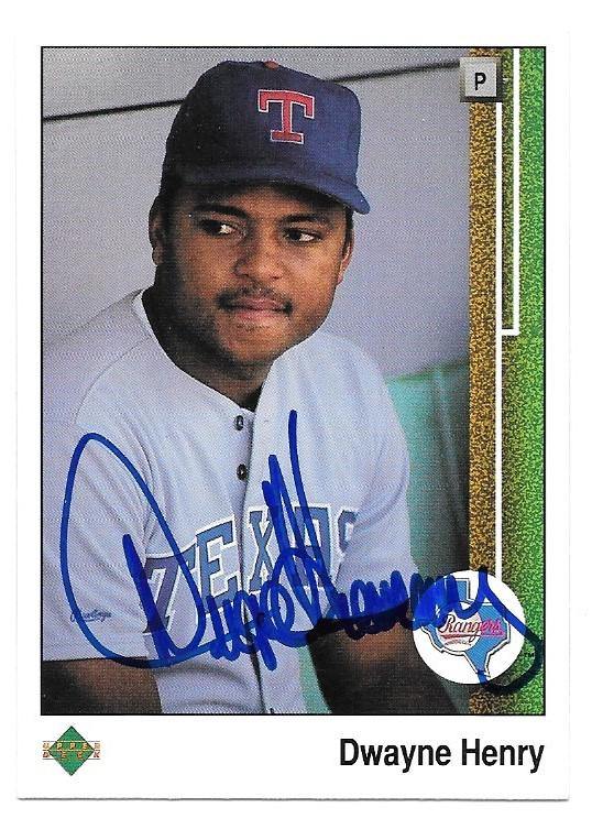 Dwayne Henry Signed 1989 Upper Deck Baseball Card - Texas Rangers - PastPros