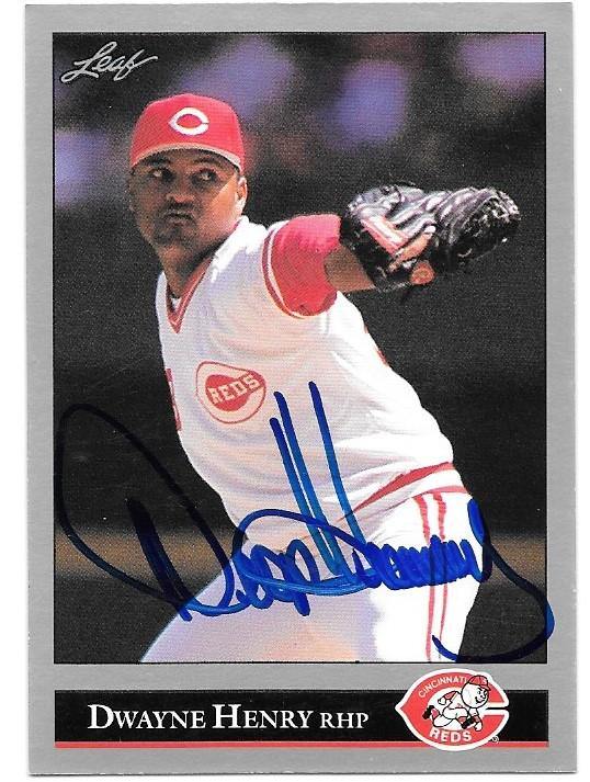 Dwayne Henry Signed 1992 Leaf Baseball Card - Cincinnati Reds - PastPros