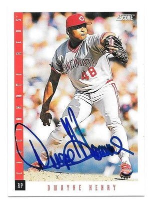 Dwayne Henry Signed 1993 Score Baseball Card - Cincinnati Reds - PastPros