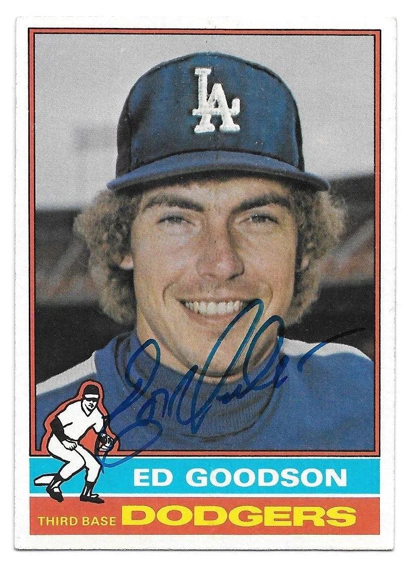 Ed Goodson Signed 1976 Topps Baseball Card - Los Angeles Dodgers