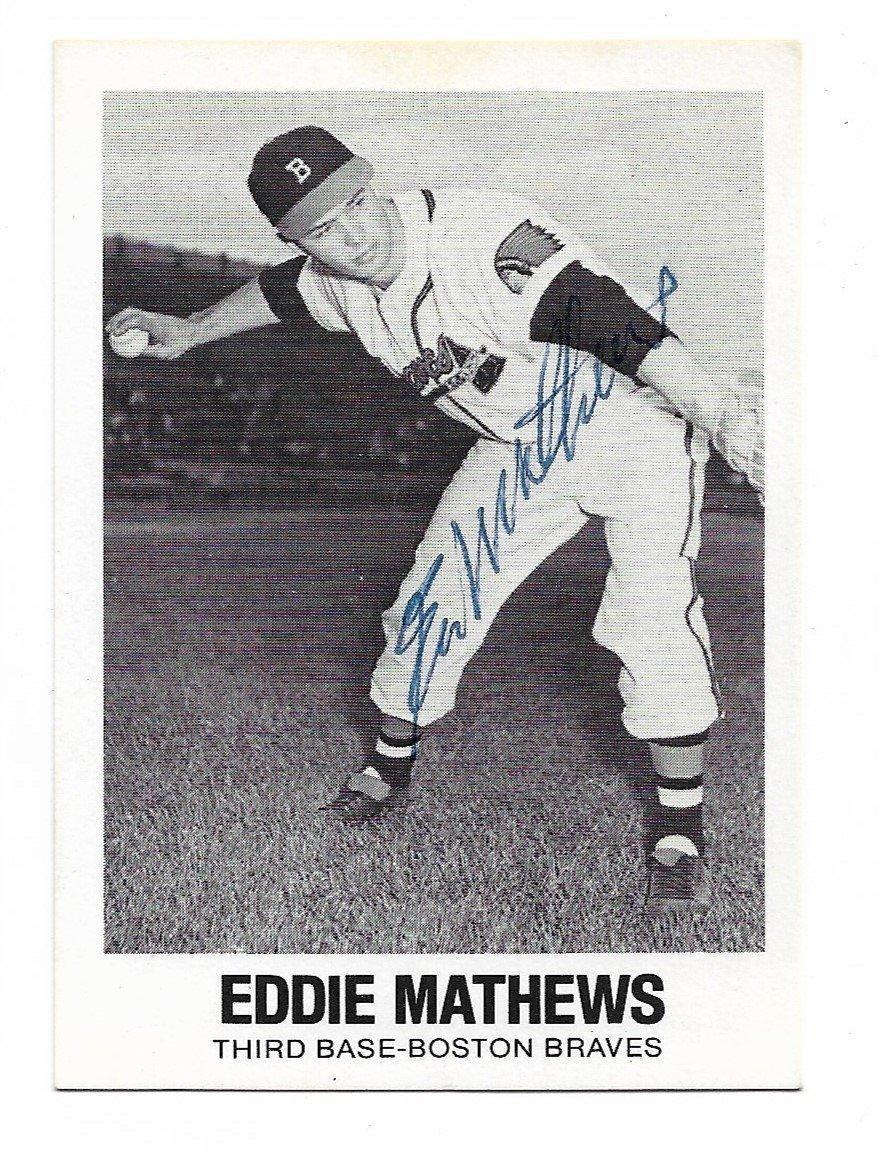 Eddie Matthews Signed 1977 Renata Galasso Baseball Card - Boston Braves - PastPros