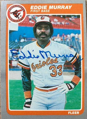 Eddie Murray Signed 1985 Fleer Baseball Card - Baltimore Orioles - PastPros