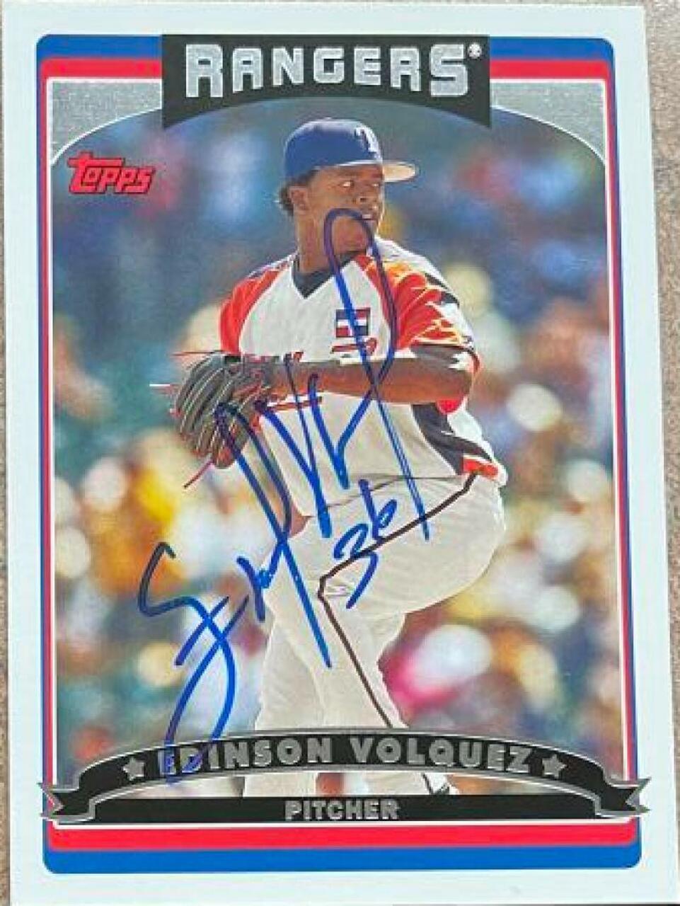 Edinson Volquez Signed 2006 Topps Baseball Card - Texas Rangers - PastPros