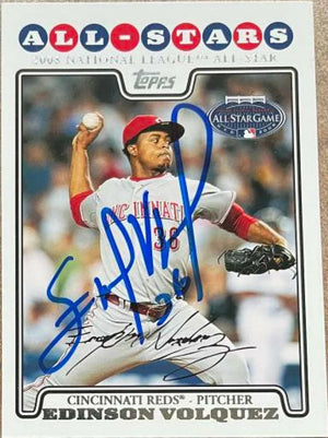 Edinson Volquez Signed 2008 Topps Updates & Highlights Baseball Card - Cincinnati Reds - PastPros