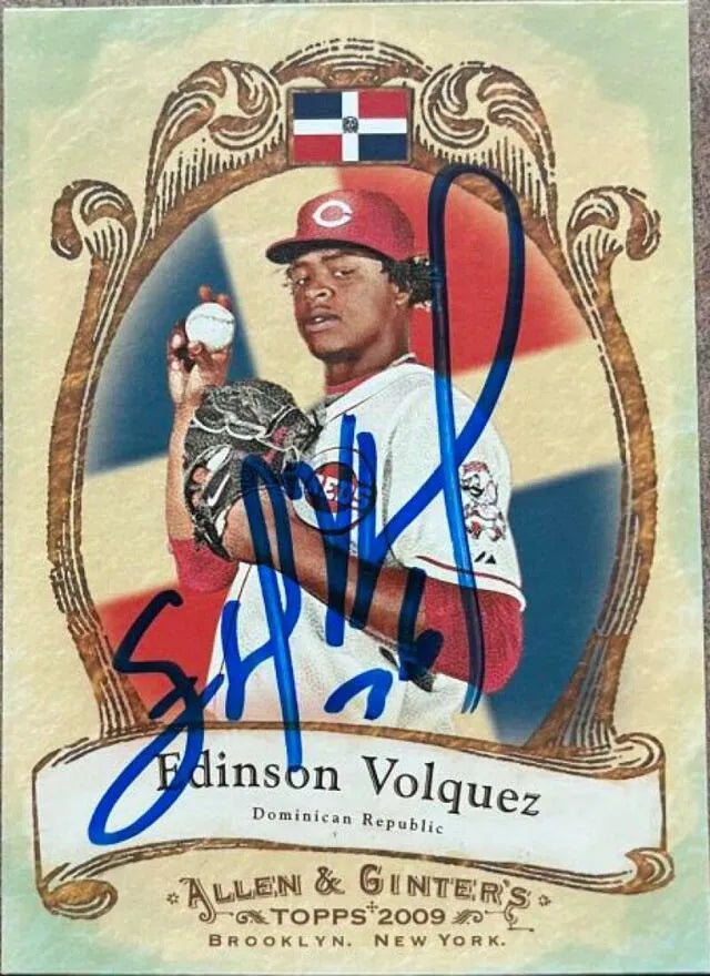 Edinson Volquez Signed 2009 Allen & Ginter National Pride Baseball Card - Cincinnati Reds