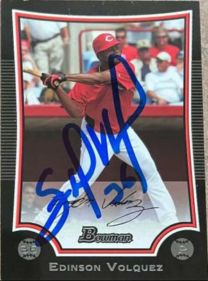 Edinson Volquez Signed 2009 Bowman Baseball Card - Cincinnati Reds