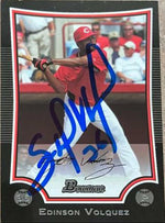 Edinson Volquez Signed 2009 Bowman Baseball Card - Cincinnati Reds - PastPros