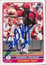 Edinson Volquez Signed 2009 O-Pee-Chee Baseball Card - Cincinnati Reds - PastPros