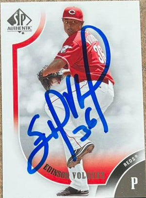 Edinson Volquez Signed 2009 SP Authentic Baseball Card - Cincinnati Reds - PastPros