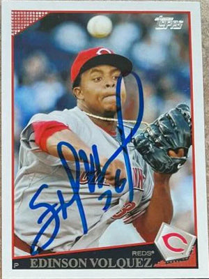 Edinson Volquez Signed 2009 Topps Baseball Card - Cincinnati Reds - PastPros