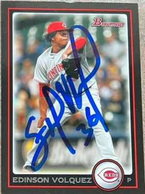 Edinson Volquez Signed 2010 Bowman Baseball Card - Cincinnati Reds