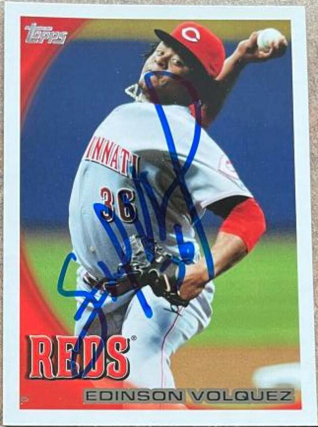 Edinson Volquez Signed 2010 Topps Baseball Card - Cincinnati Reds - PastPros