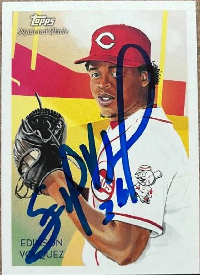 Edinson Volquez Signed 2010 Topps National Chicle Baseball Card - Cincinnati Reds