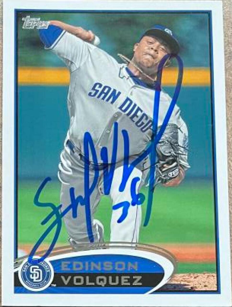 Edinson Volquez Signed 2012 Topps Baseball Card - San Diego Padres - PastPros