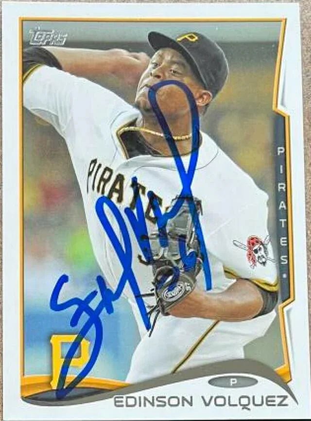 Edinson Volquez Signed 2014 Topps Baseball Card - Pittsburgh Pirates