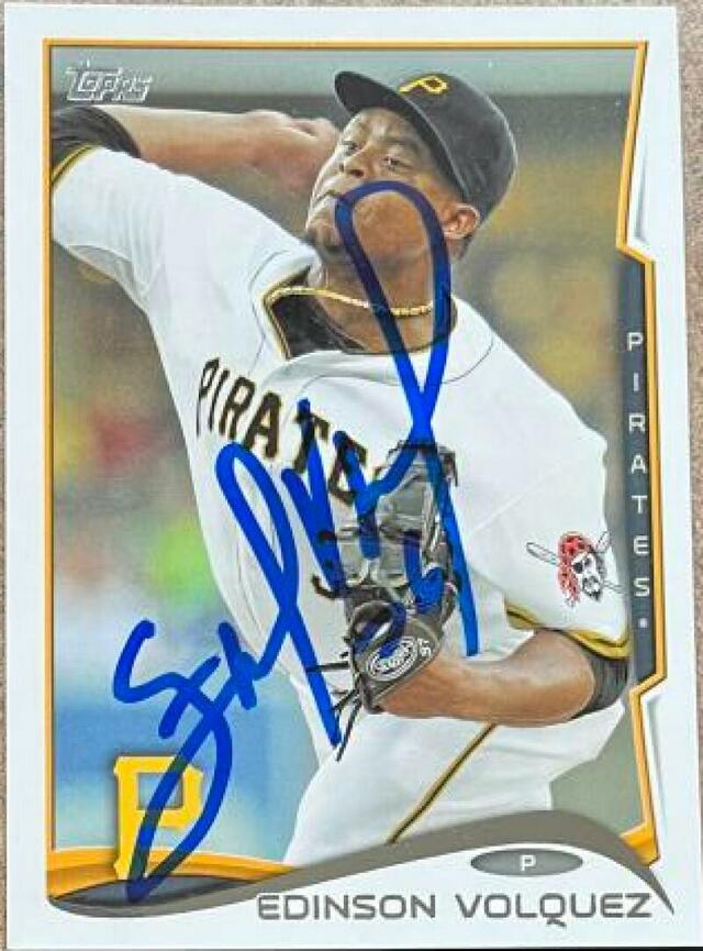 Edinson Volquez Signed 2014 Topps Baseball Card - Pittsburgh Pirates - PastPros