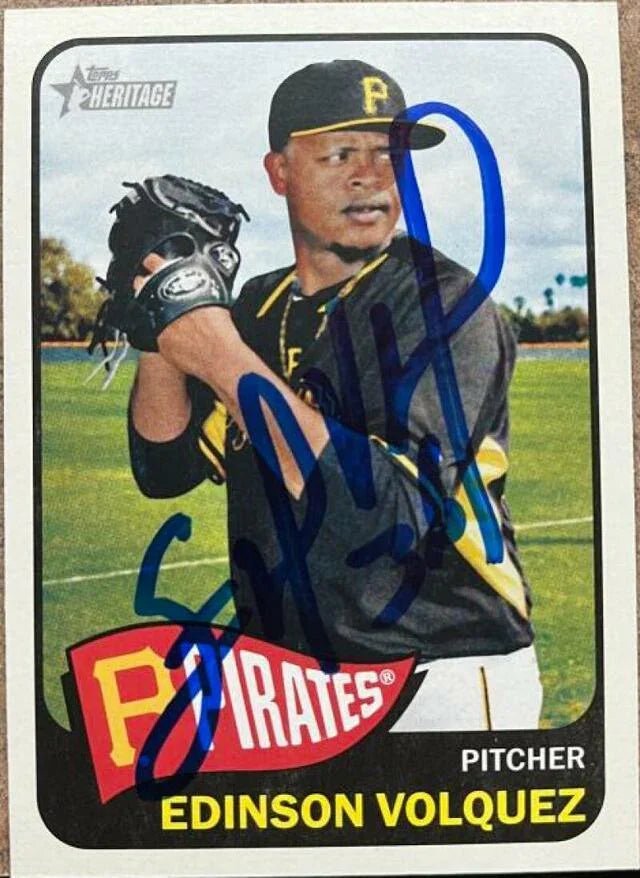 Edinson Volquez Signed 2014 Topps Heritage Baseball Card - Pittsburgh Pirates