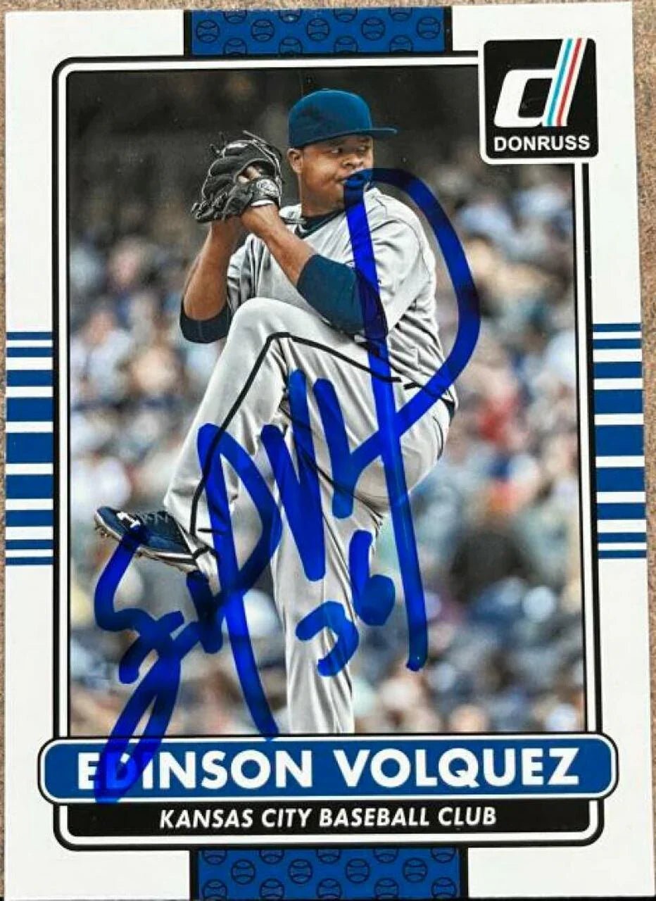 Edinson Volquez Signed 2015 Donruss Baseball Card - Kansas City Royals