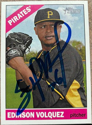 Edinson Volquez Signed 2015 Topps Heritage Baseball Card - Pittsburgh Pirates - PastPros