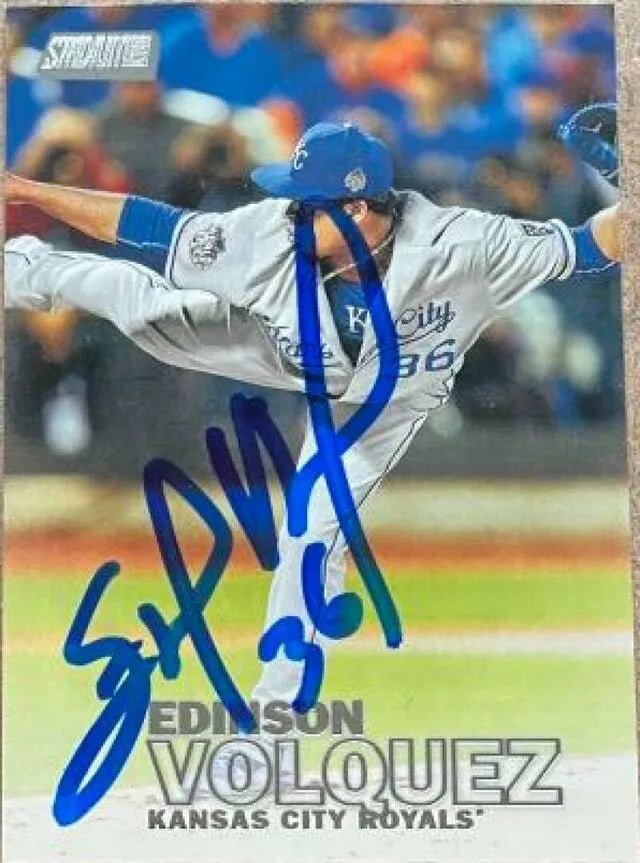 Edinson Volquez Signed 2016 Stadium Club Baseball Card - Kansas City Royals