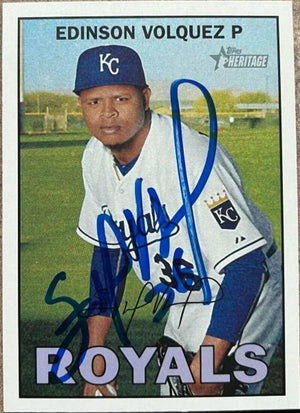 Edinson Volquez Signed 2016 Topps Heritage Baseball Card - Kansas City Royals