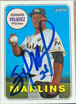 Edinson Volquez Signed 2018 Topps Heritage Baseball Card - Miami Marlins