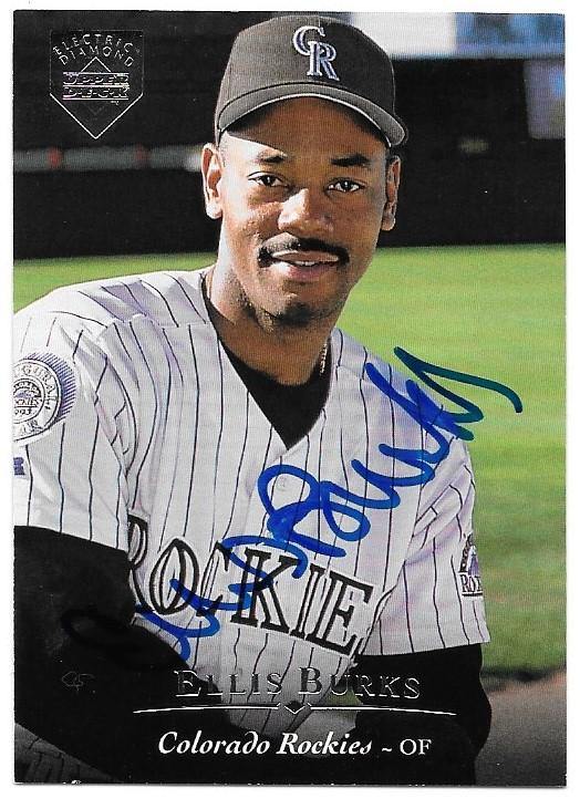 Ellis Burks Signed 1995 Upper Deck Electric Diamond Baseball Card - Colorado Rockies - PastPros