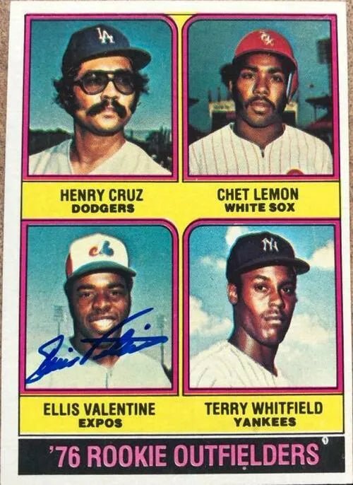 Ellis Valentine Signed 1976 Topps Baseball Card - Rookie Outfielders