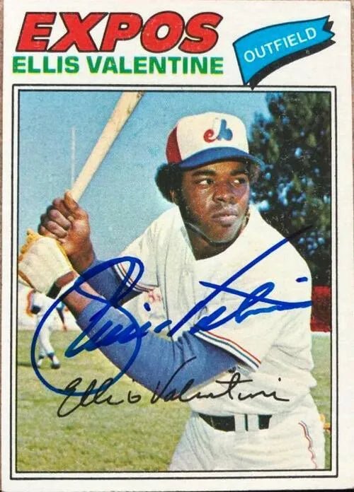 Ellis Valentine Signed 1977 Topps Baseball Card - Montreal Expos