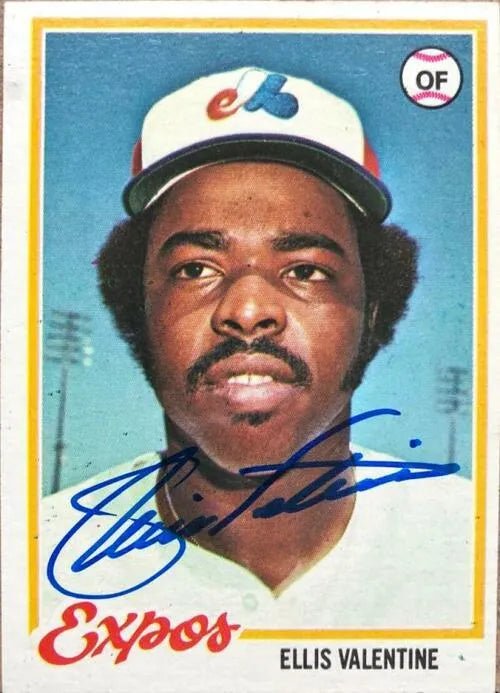 Ellis Valentine Signed 1978 Topps Baseball Card - Montreal Expos