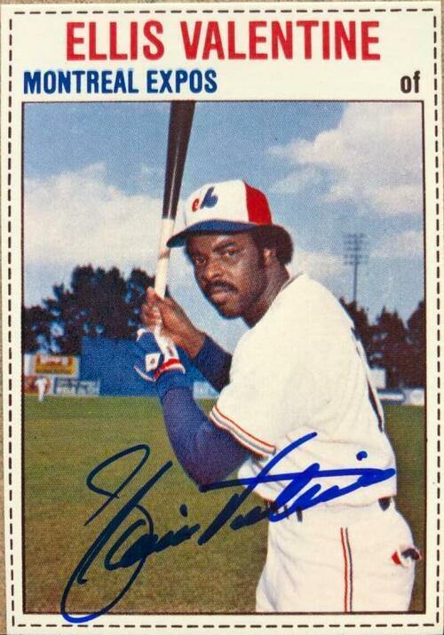 Ellis Valentine Signed 1979 Hostess Baseball Card - Montreal Expos - PastPros