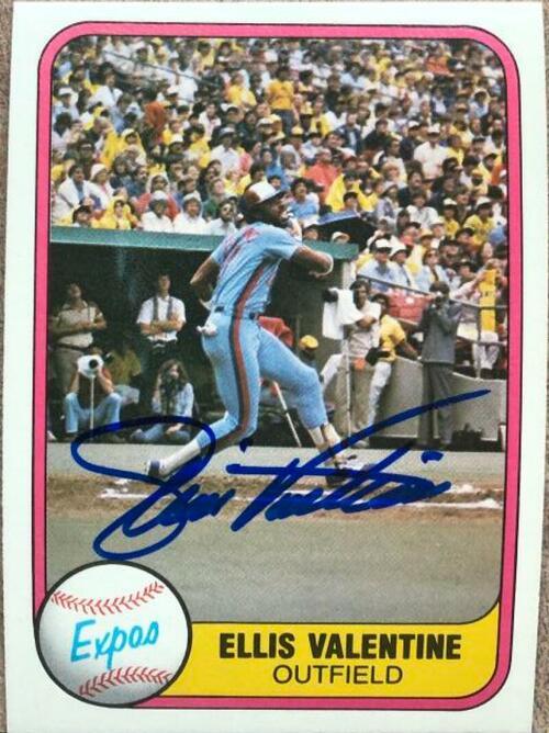 Ellis Valentine Signed 1981 Fleer Baseball Card - Montreal Expos - PastPros