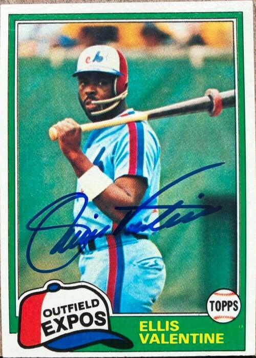 Ellis Valentine Signed 1981 Topps Baseball Card - Montreal Expos - PastPros
