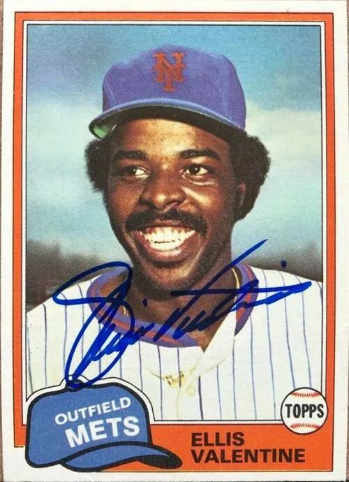 Ellis Valentine Signed 1981 Topps Baseball Card - New York Mets