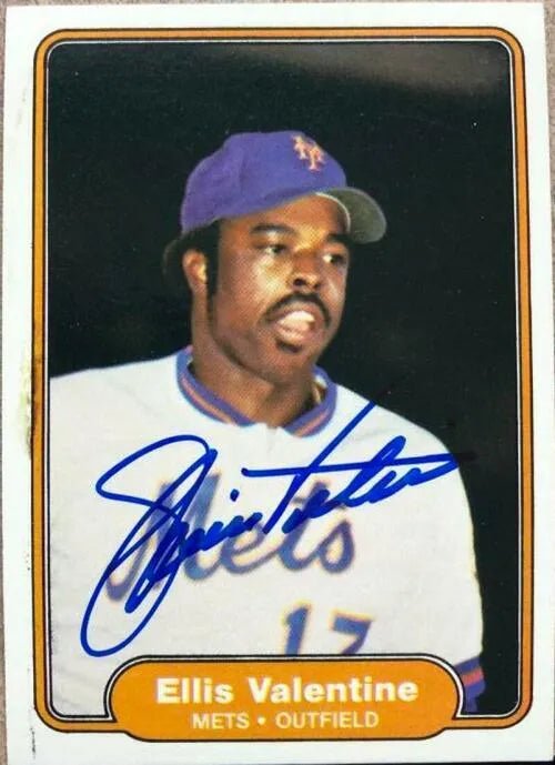Ellis Valentine Signed 1982 Fleer Baseball Card - New York Mets