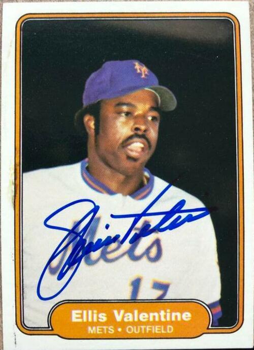 Ellis Valentine Signed 1982 Fleer Baseball Card - New York Mets - PastPros