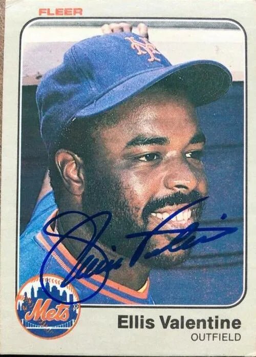 Ellis Valentine Signed 1983 Fleer Baseball Card - NY Mets