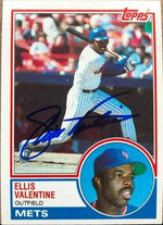 Ellis Valentine Signed 1983 Topps Baseball Card - New York Mets
