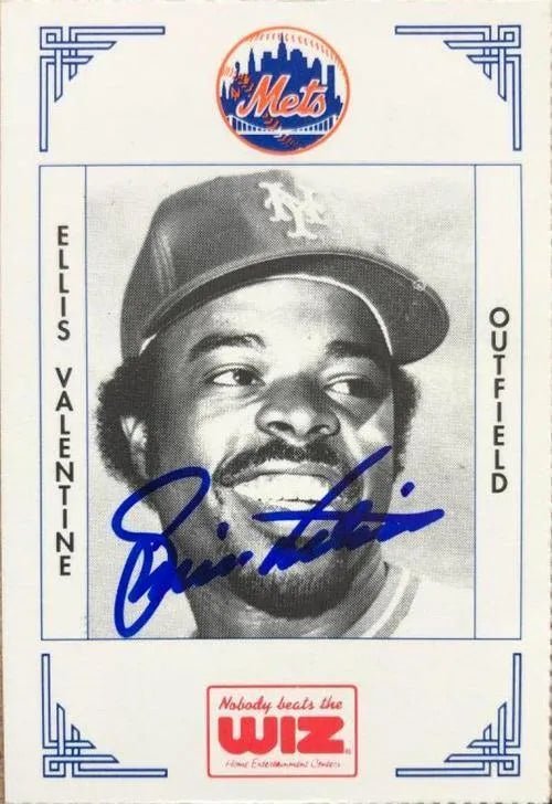 Ellis Valentine Signed 1991 WIZ Baseball Card - New York Mets