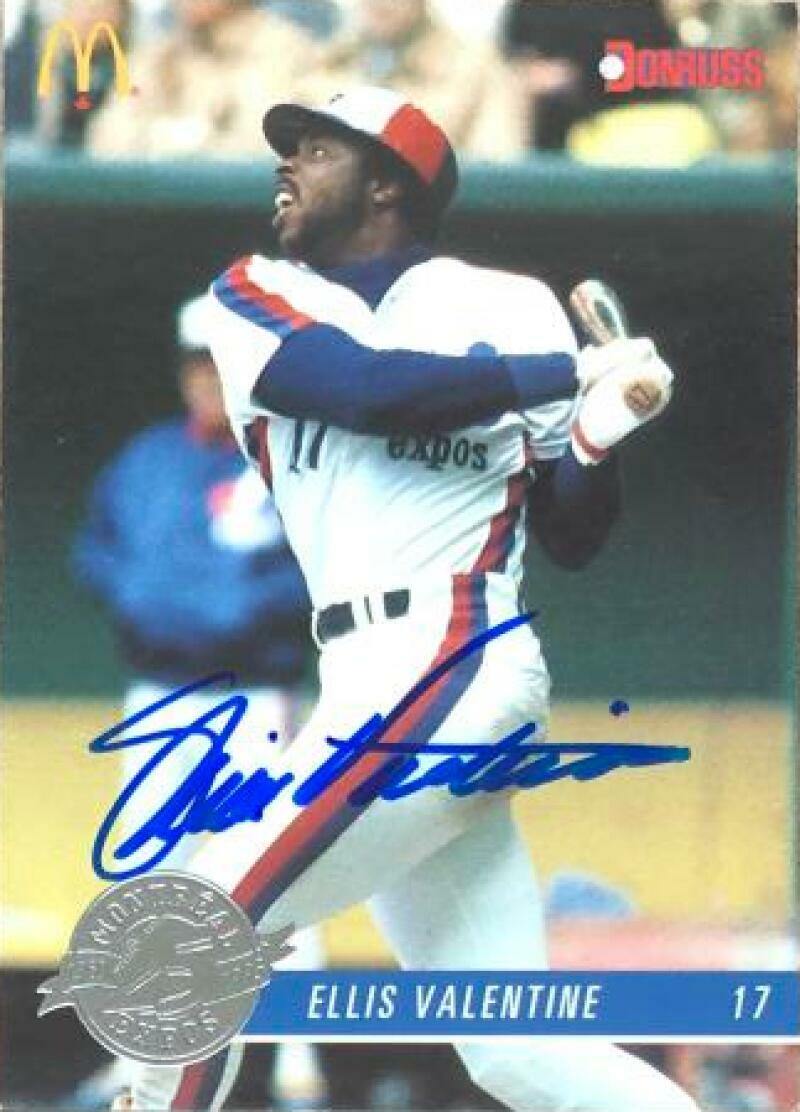 Ellis Valentine Signed 1993 Donruss McDonald's Baseball Card - Montreal Expos - PastPros