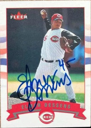 Elmer Dessens Signed 2002 Fleer Baseball Card - Cincinnati Reds